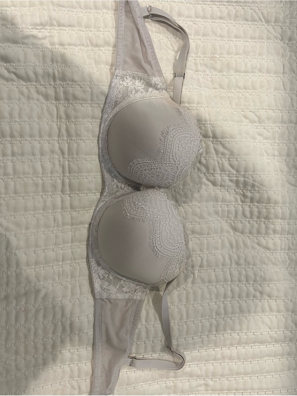 Victoria's Secret Lace-Trim Light Gray Push-Up Bra